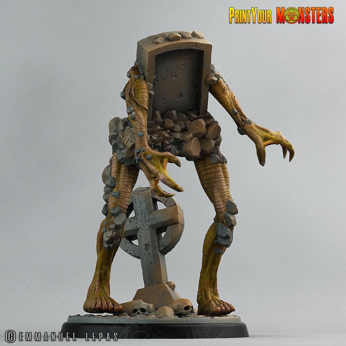 Graveyard Headstone Monster Miniature | Halloween Campaign | 50mm Base - Plague Miniatures