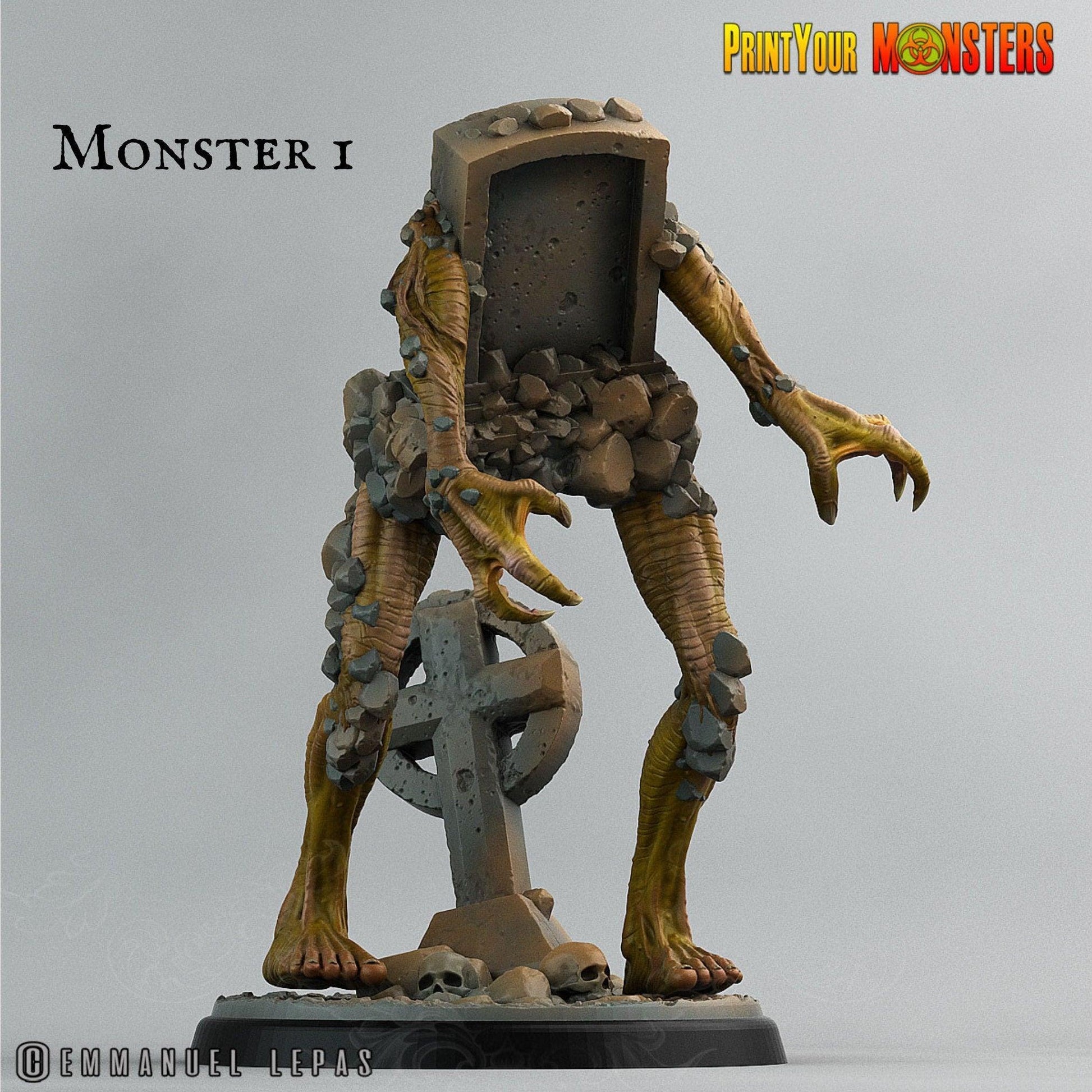 Graveyard Headstone Monster Miniature | Halloween Campaign | 50mm Base - Plague Miniatures