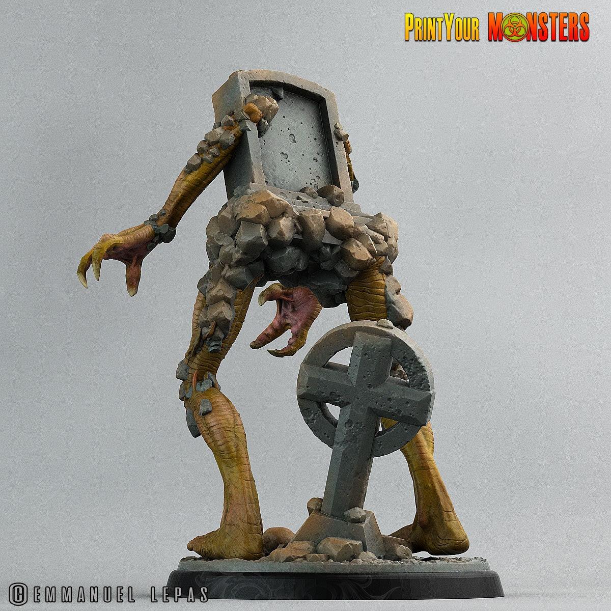 Graveyard Headstone Monster Miniature | Halloween Campaign | 50mm Base - Plague Miniatures