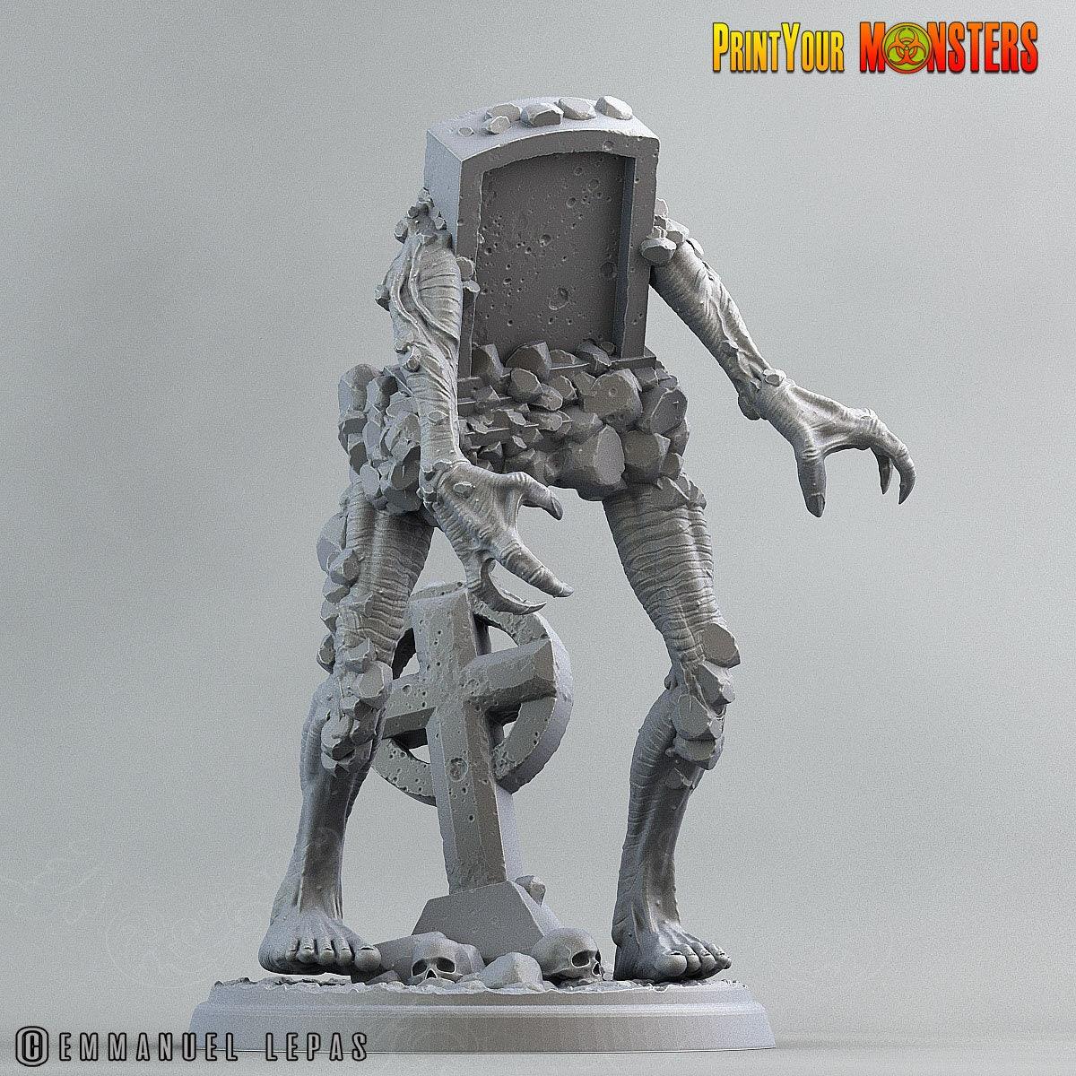 Graveyard Headstone Monster Miniature | Halloween Campaign | 50mm Base - Plague Miniatures