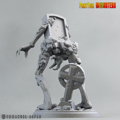 Graveyard Headstone Monster Miniature | Halloween Campaign | 50mm Base - Plague Miniatures