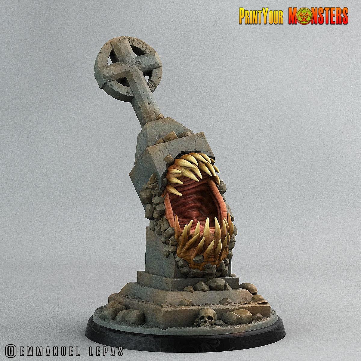 Graveyard Mimic Monster Miniature | DnD Halloween Campaign | 50mm Base - Plague Miniatures