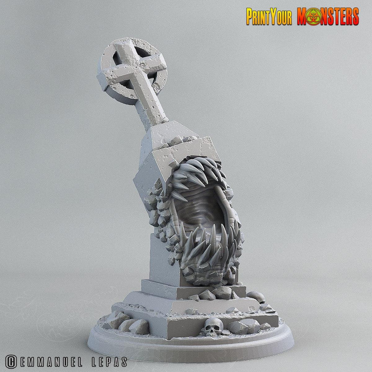 Graveyard Mimic Monster Miniature | DnD Halloween Campaign | 50mm Base - Plague Miniatures