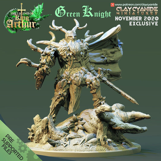 Green Knight Miniature for DnD 5e | Legendary Fantasy Figure for Tabletop Role-Playing | 32mm Scale - Plague Miniatures