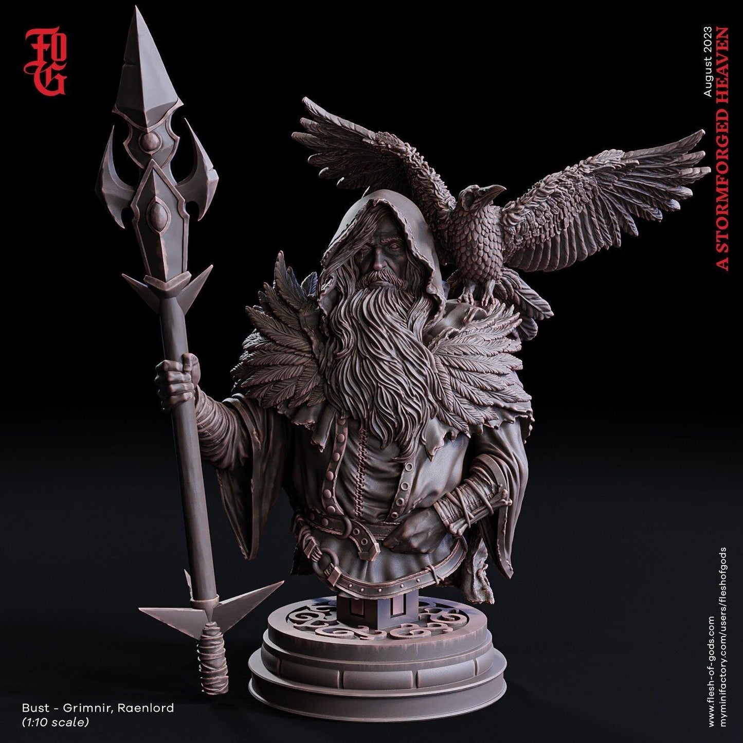 Grimnir, Ravenlord Miniature | Norse Druid for DnD Adventures | 32mm Scale or 75mm Scale - Plague Miniatures
