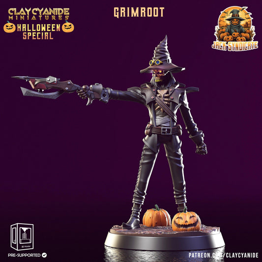 Grimroot Halloween Miniature | Spine-Chilling Skeleton Figure for Tabletop Horror | 32mm Scale - Plague Miniatures shop for DnD Miniatures