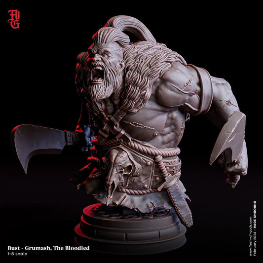 Grumash Resin Bust | DnD Decor - Majestic Warrior Statue - Plague Miniatures