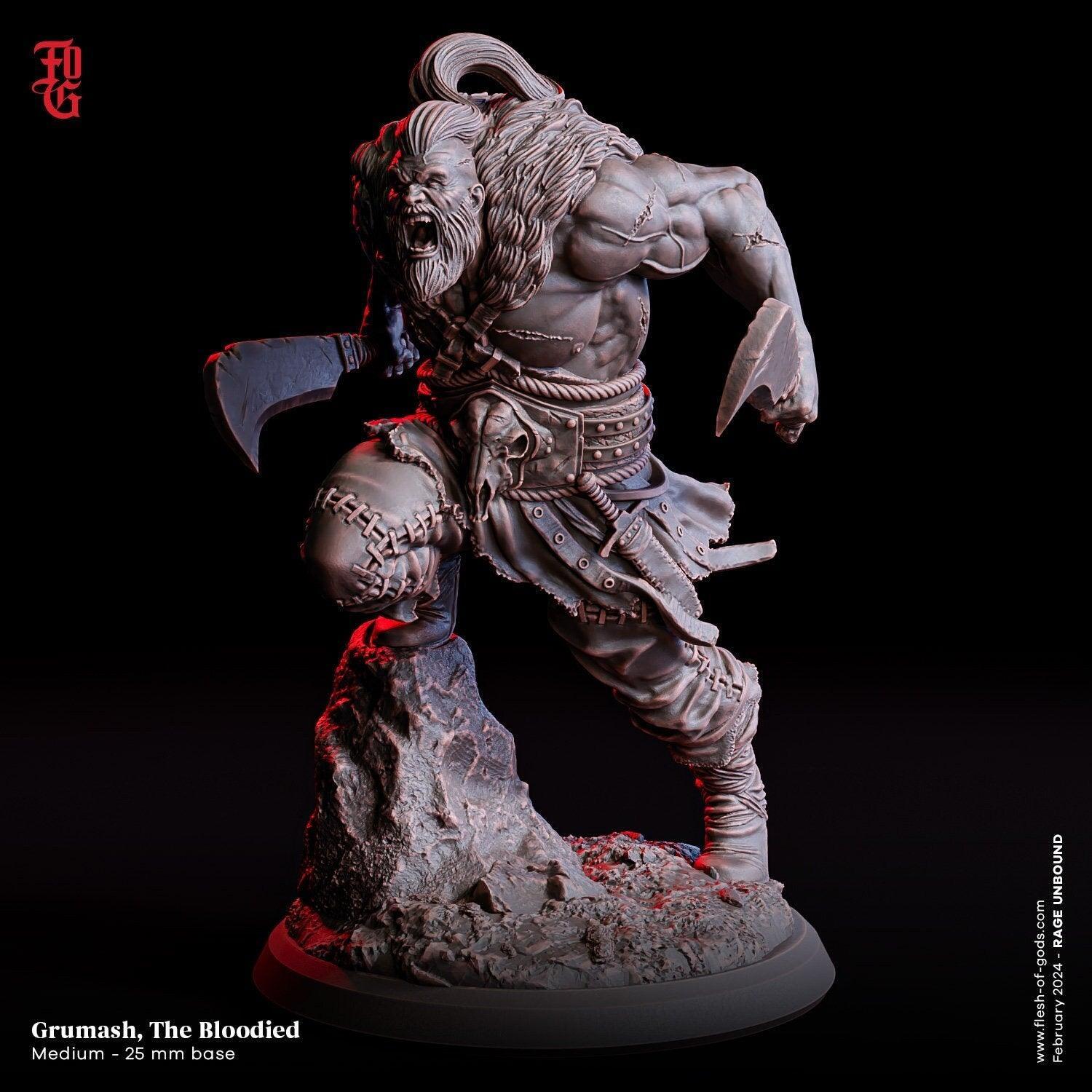 Grumash, the Bloodied Miniature | Frenzied Warrior of Unyielding Rage ...