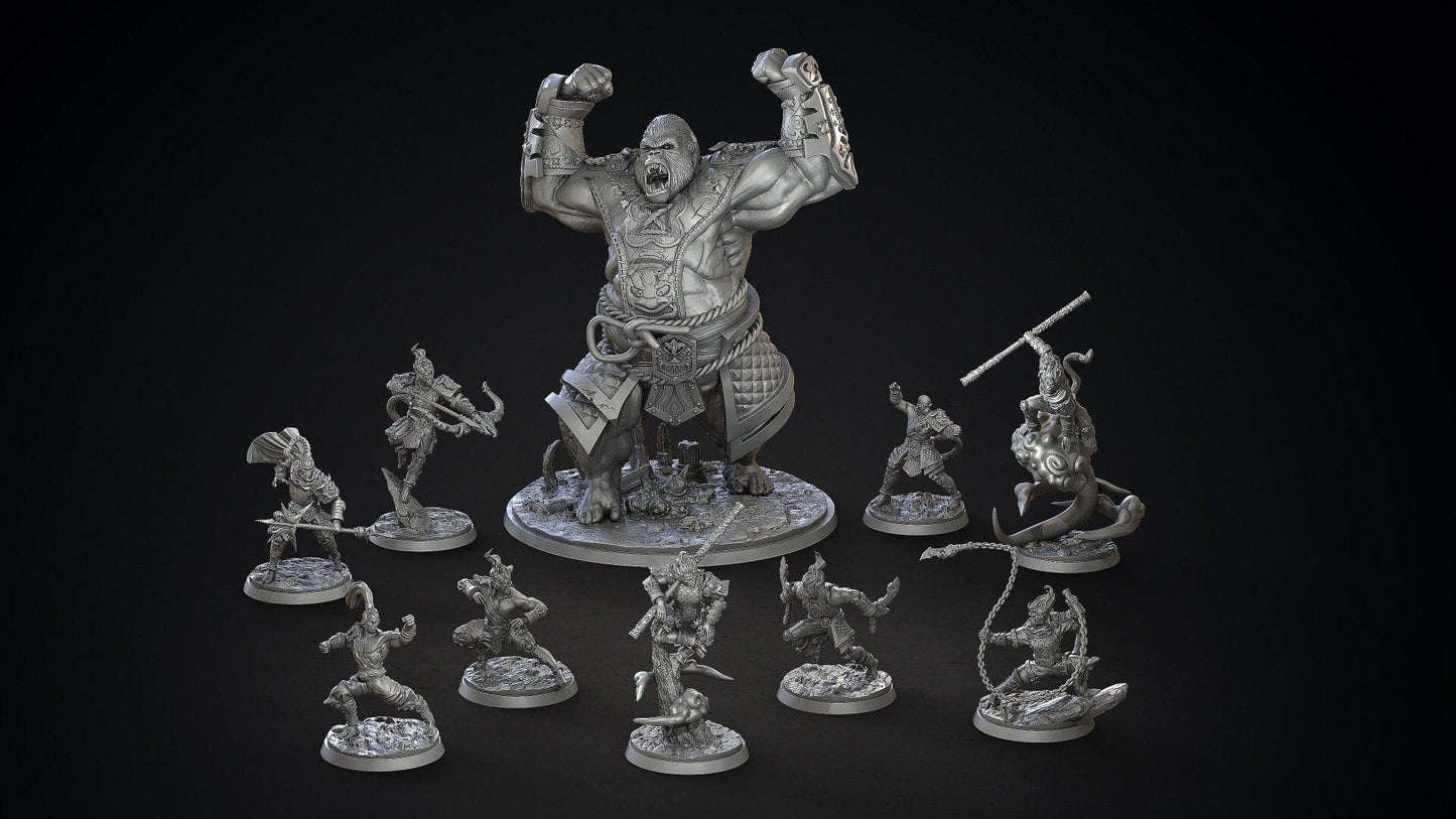 Guan Zhou Apefolk Miniature | Varana Figure for Tabletop Adventures | 32mm Scale - Plague Miniatures