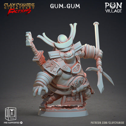 Gum-Gum Pandafolk Warrior Miniature | Lively Pandaren for Tabletop RPGs | 32mm Scale - Plague Miniatures