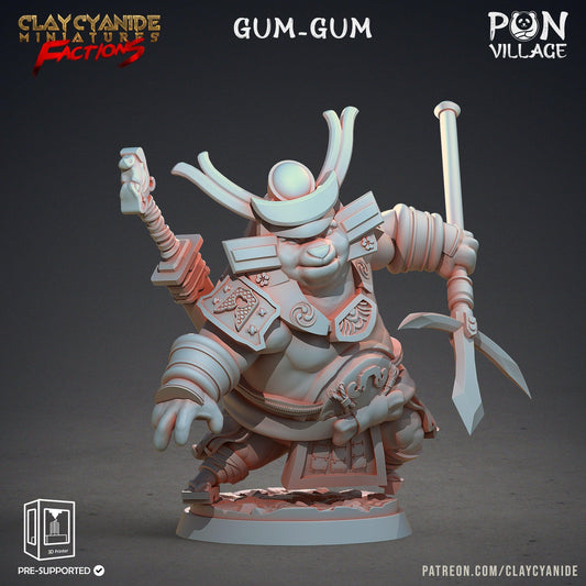 Gum-Gum Pandafolk Warrior Miniature | Lively Pandaren for Tabletop RPGs | 32mm Scale - Plague Miniatures