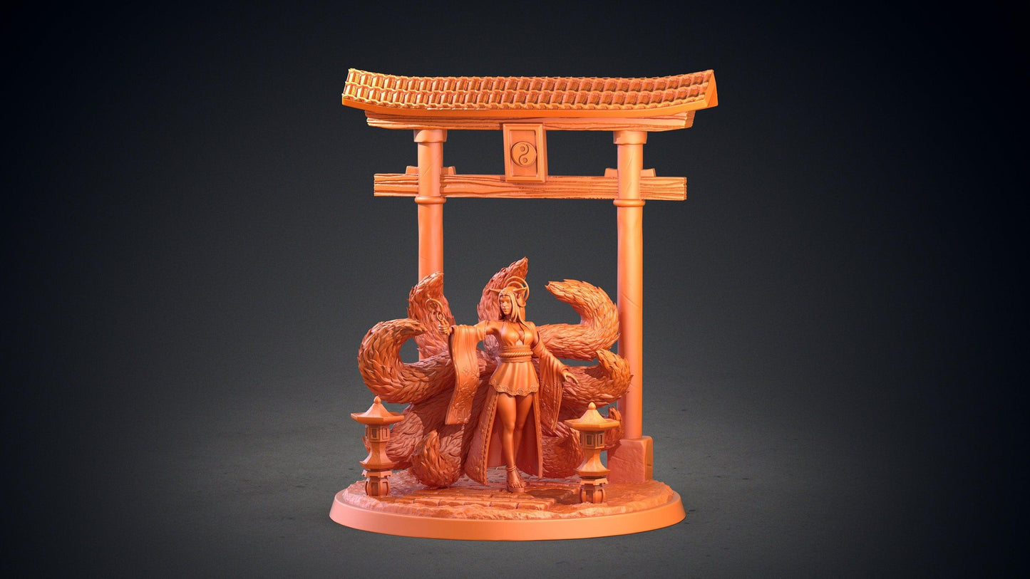 Gumiho Miniature | Bewitching Nine-Tailed Fox for Tabletop RPGs | 32mm Scale - Plague Miniatures