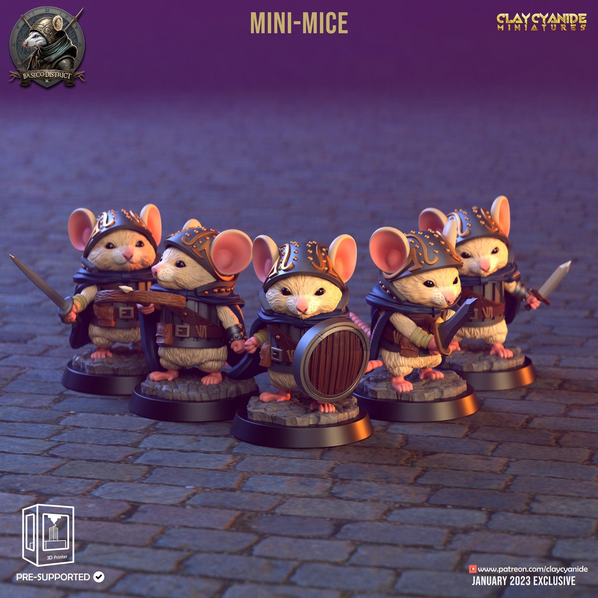 Gutsy, Mini Mice Miniature | Dual-Wielding Rogue | 32mm Scale - Plague Miniatures