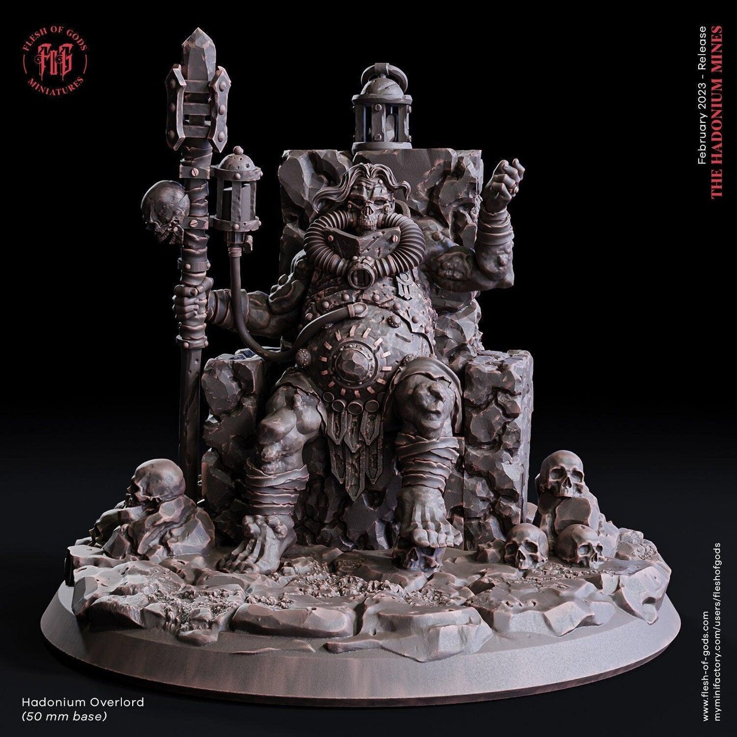 Hadonium Overlord Boss Miniature with Throne | Commanding DnD Figurine | 50mm Base - Plague Miniatures