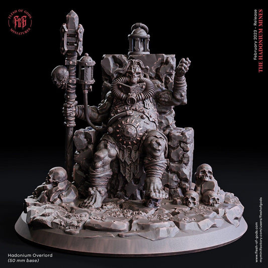 Hadonium Overlord Boss Miniature with Throne | Commanding DnD Figurine | 50mm Base - Plague Miniatures