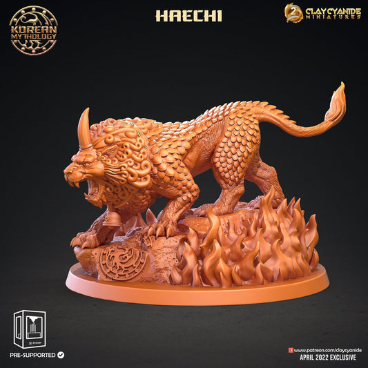 Haechi Miniature | Guardian Lion of Korean Mythology for Tabletop RPGs | 32mm Scale - Plague Miniatures