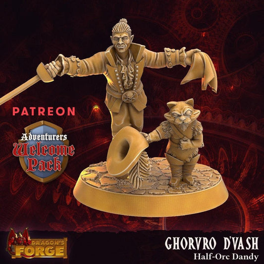 Half-Orc Dandy | Dragon's Forge | 32mm Scale | High Detail | Tabletop Gaming | DnD Miniature | Dungeons and Dragons - Plague Miniatures