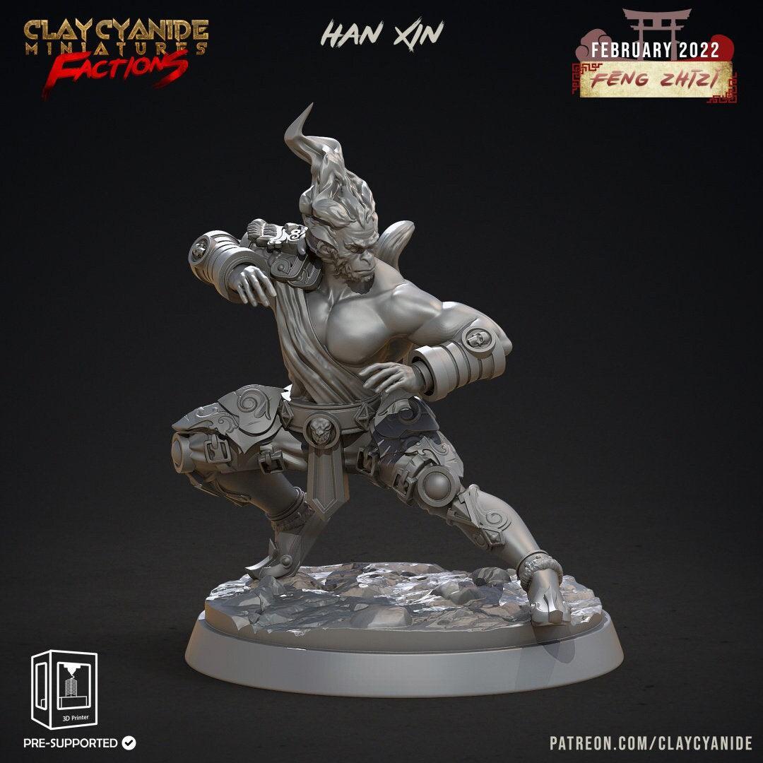 Han Xin Apefolk Fighter Miniature | Varana Hero for Tabletop Adventures | 32mm Scale - Plague Miniatures