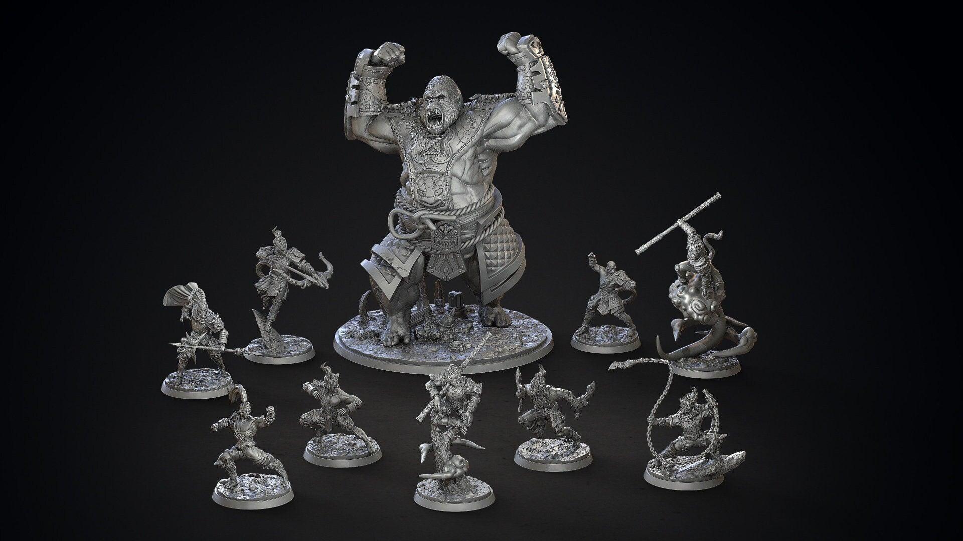 Han Xin Apefolk Fighter Miniature | Varana Hero for Tabletop Adventures | 32mm Scale - Plague Miniatures