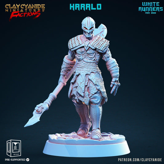 Harald, White Runner Skeleton Miniature | Undead Warrior with One-Handed Might | 32mm Scale - Plague Miniatures