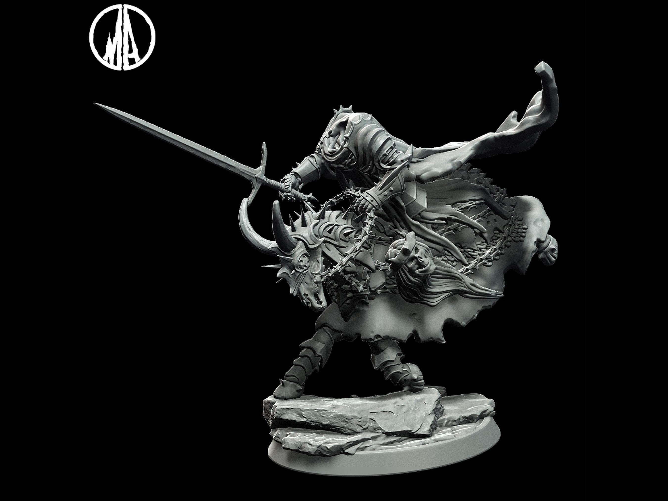 Headless Horseman Miniature 28mm scale Tabletop gaming DnD Miniature D ...