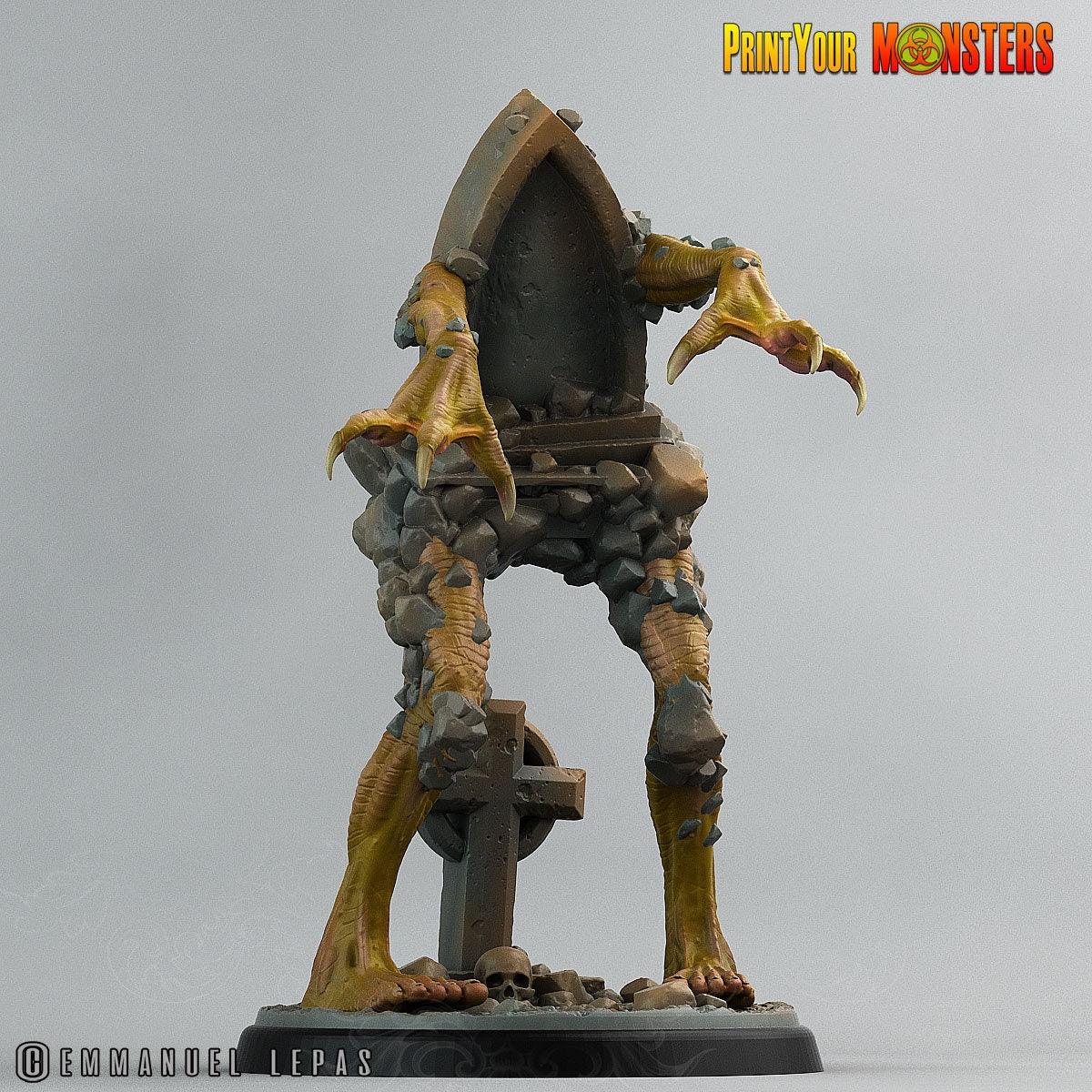 Headstone Monster Miniature | DnD Halloween Graveyard Terrain | 50mm Base - Plague Miniatures