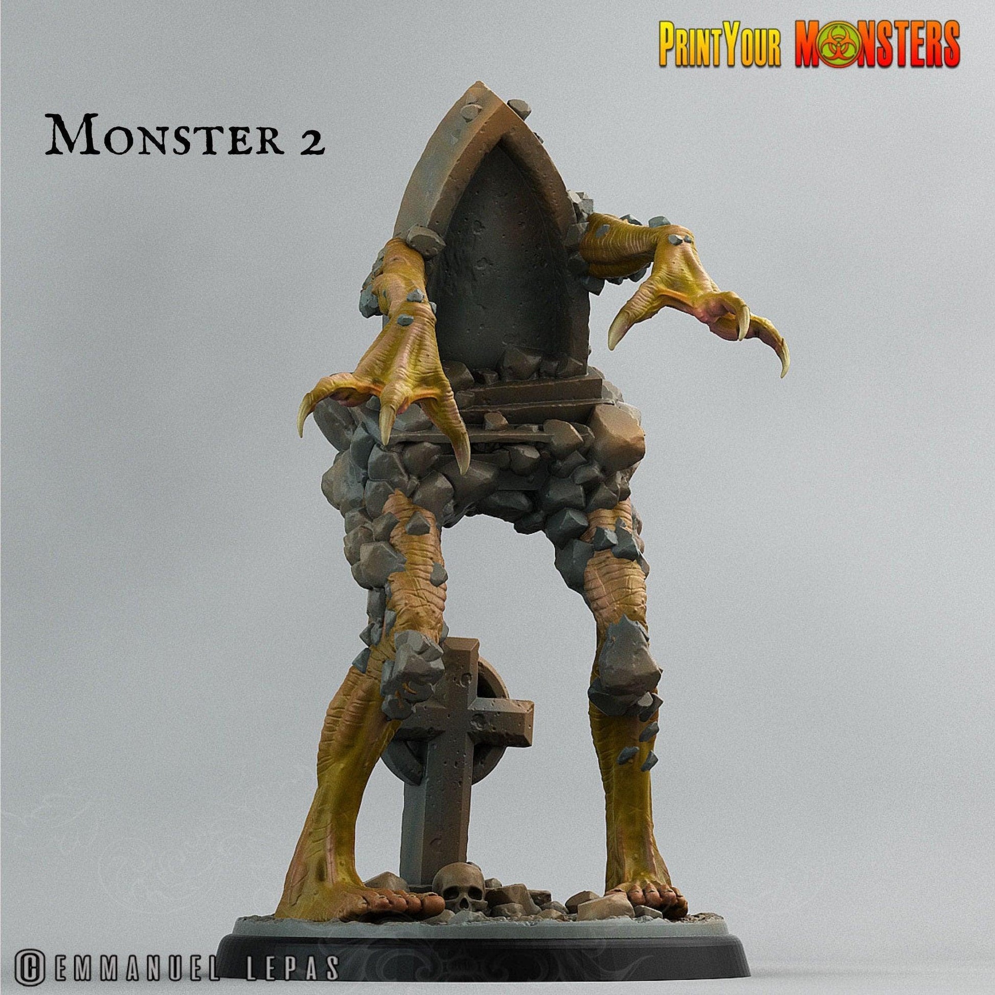 Headstone Monster Miniature | DnD Halloween Graveyard Terrain | 50mm Base - Plague Miniatures