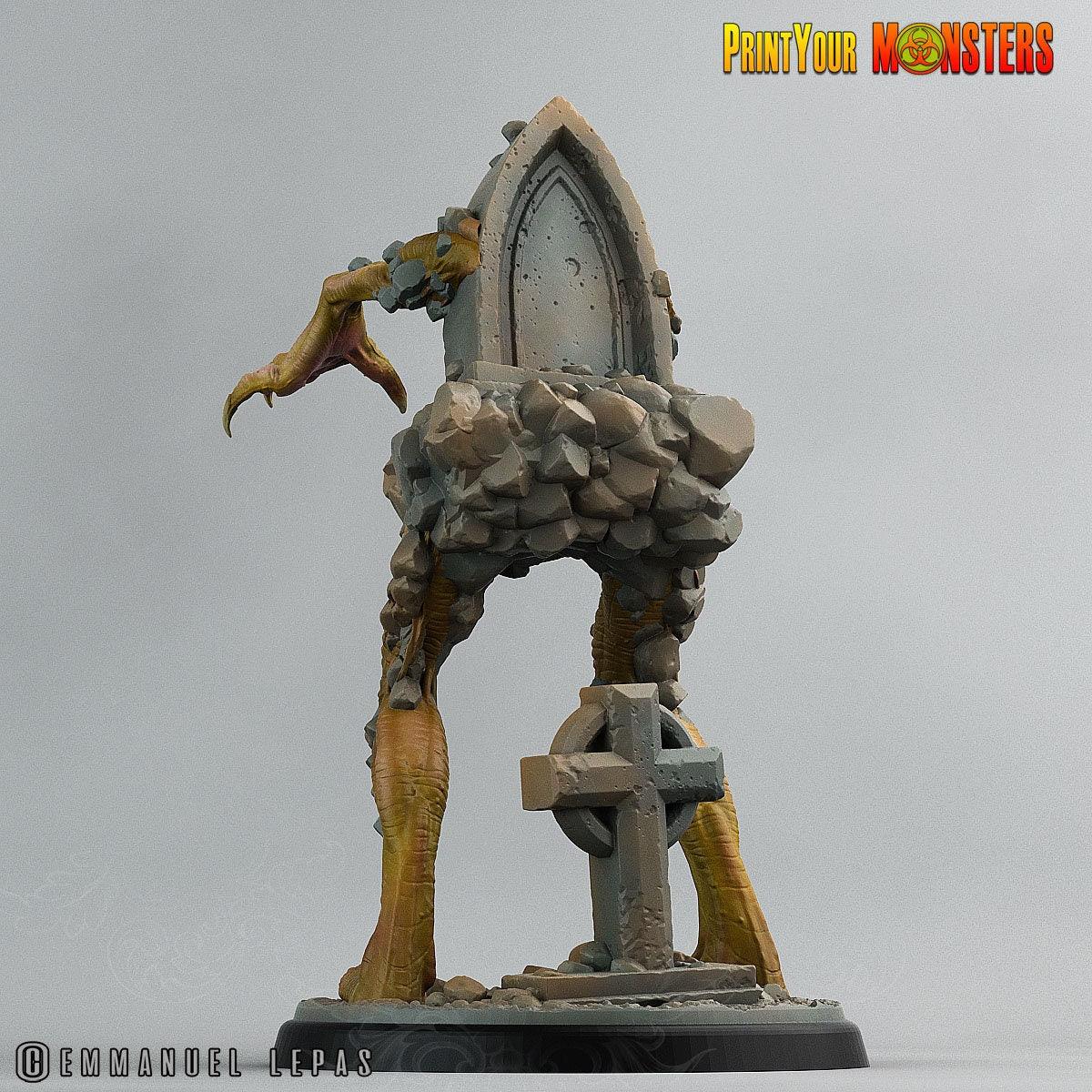 Headstone Monster Miniature | DnD Halloween Graveyard Terrain | 50mm Base - Plague Miniatures