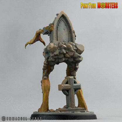 Headstone Monster Miniature | DnD Halloween Graveyard Terrain | 50mm Base - Plague Miniatures