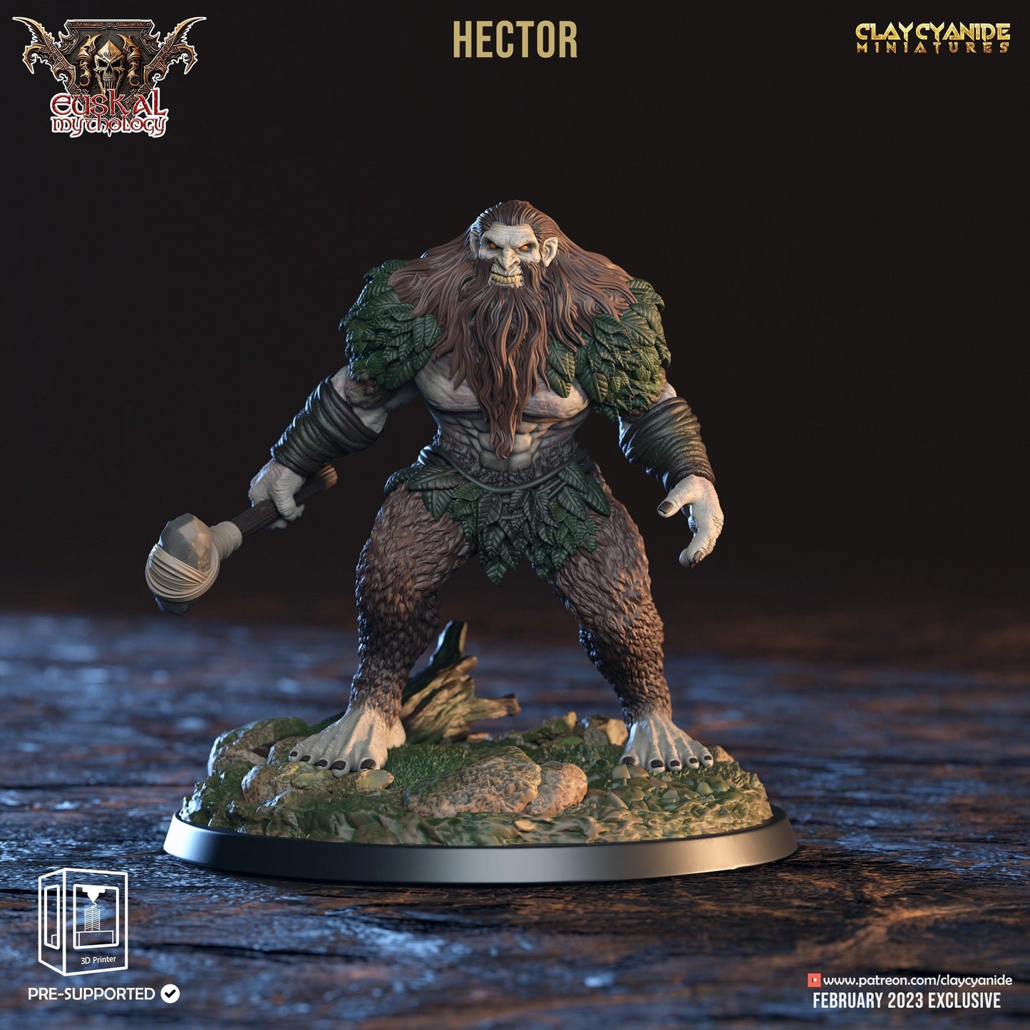 Hector, Forest Man Miniature | Guardian of the Woodlands - Basajaun Troll | 32mm Scale - Plague Miniatures
