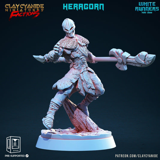 Heragorn, White Runner Skeleton Miniature | Undead Warrior of the Far North | 32mm Scale - Plague Miniatures