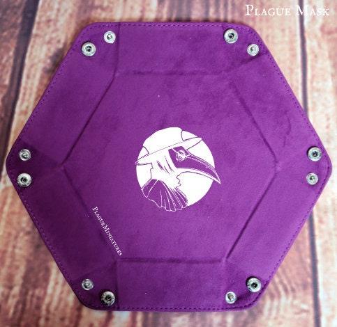 Hexagon Dice Tray, Foldable felt and leather dice tray for RPGs and all Tabletop gaming, Dice rolling tray custom dice tray - Plague Miniatures