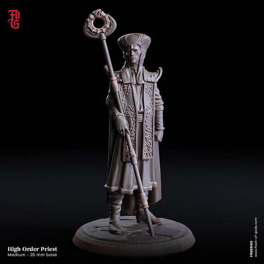 High Order Priest Miniature | Channeler of Divine Mysteries | 32mm Scale - Plague Miniatures