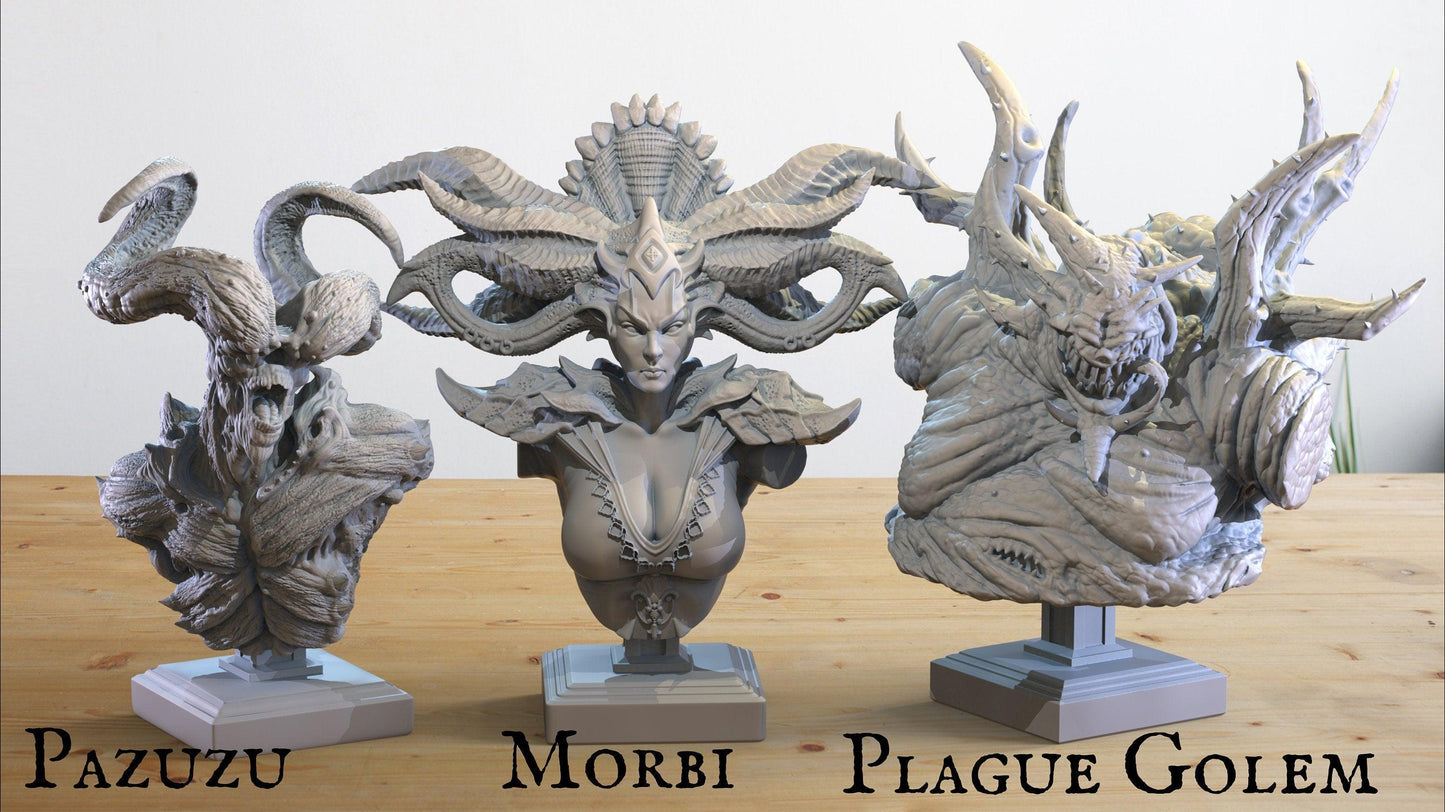 Huge Bust of Morbi | Undead Lord Sculpture - Plague Miniatures