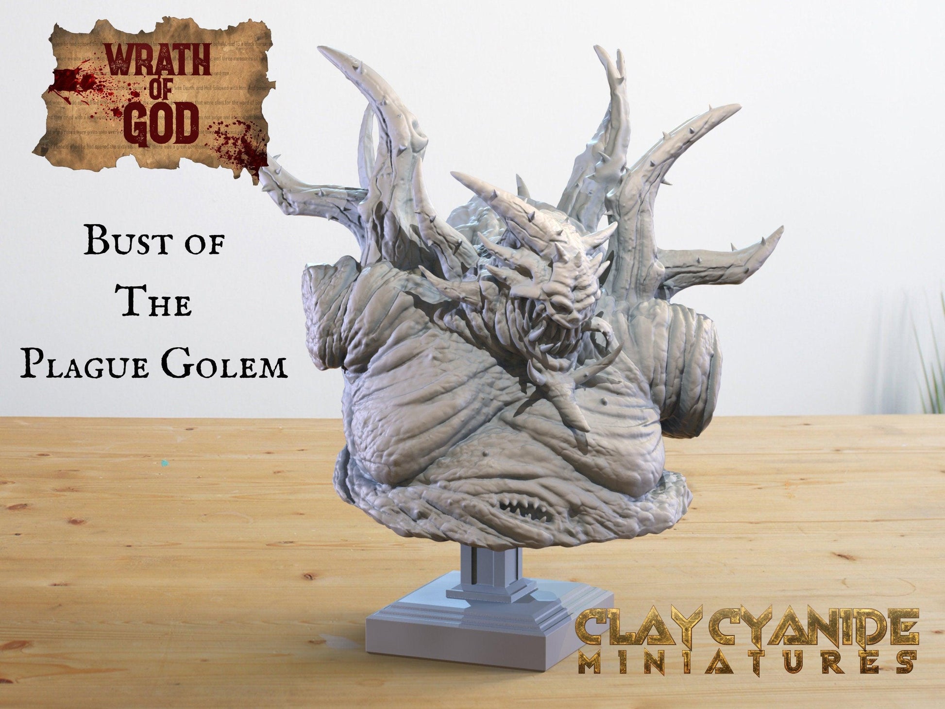 Huge Bust of Plague Golem | Clay Cyanide | Bust Miniature | Tabletop Resin Bust Miniature | Dungeons and Dragons unpainted resin art - Plague Miniatures