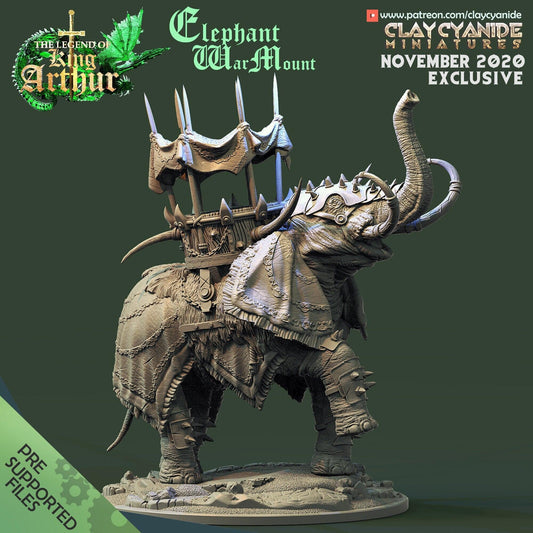 Huge War Elephant Mount Elephant Miniature | Clay Cyanide | 100mm Base | Tabletop Gaming | DnD Miniature | Dungeons and Dragons,, DnD 5e - Plague Miniatures shop for DnD Miniatures