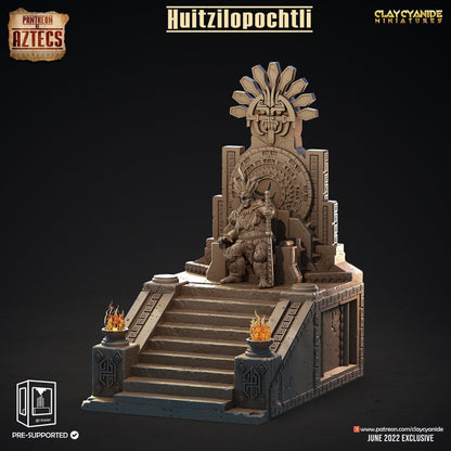 Huitzilopochtli Aztec Deity on Throne Miniature | Divine Majesty for DnD | 32mm Scale - Plague Miniatures