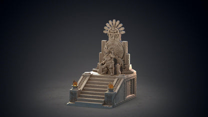 Huitzilopochtli Aztec Deity on Throne Miniature | Divine Majesty for DnD | 32mm Scale - Plague Miniatures