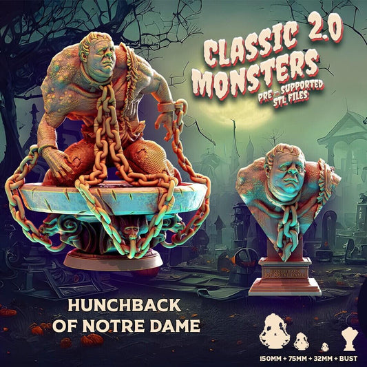 Hunchback of Notre Dame Miniature | Classic Monsters | 32mm 75mm 150mm Bust | DnD Miniature | Dungeons and Dragons DnD 5e Feature Film - Plague Miniatures