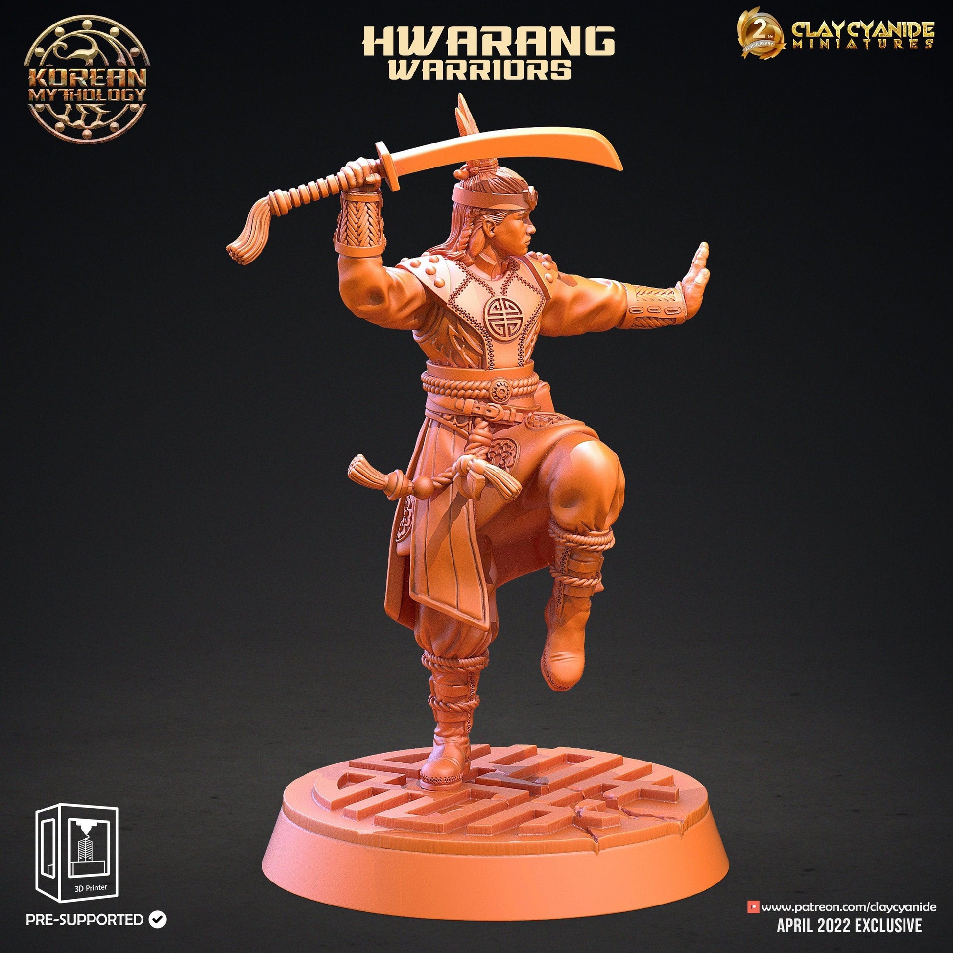 Hwarang Warrior miniature | Korean Fighter for Tabletop Games | 32mm Scale - Plague Miniatures
