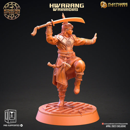 Hwarang Warrior miniature | Korean Fighter for Tabletop Games | 32mm Scale - Plague Miniatures
