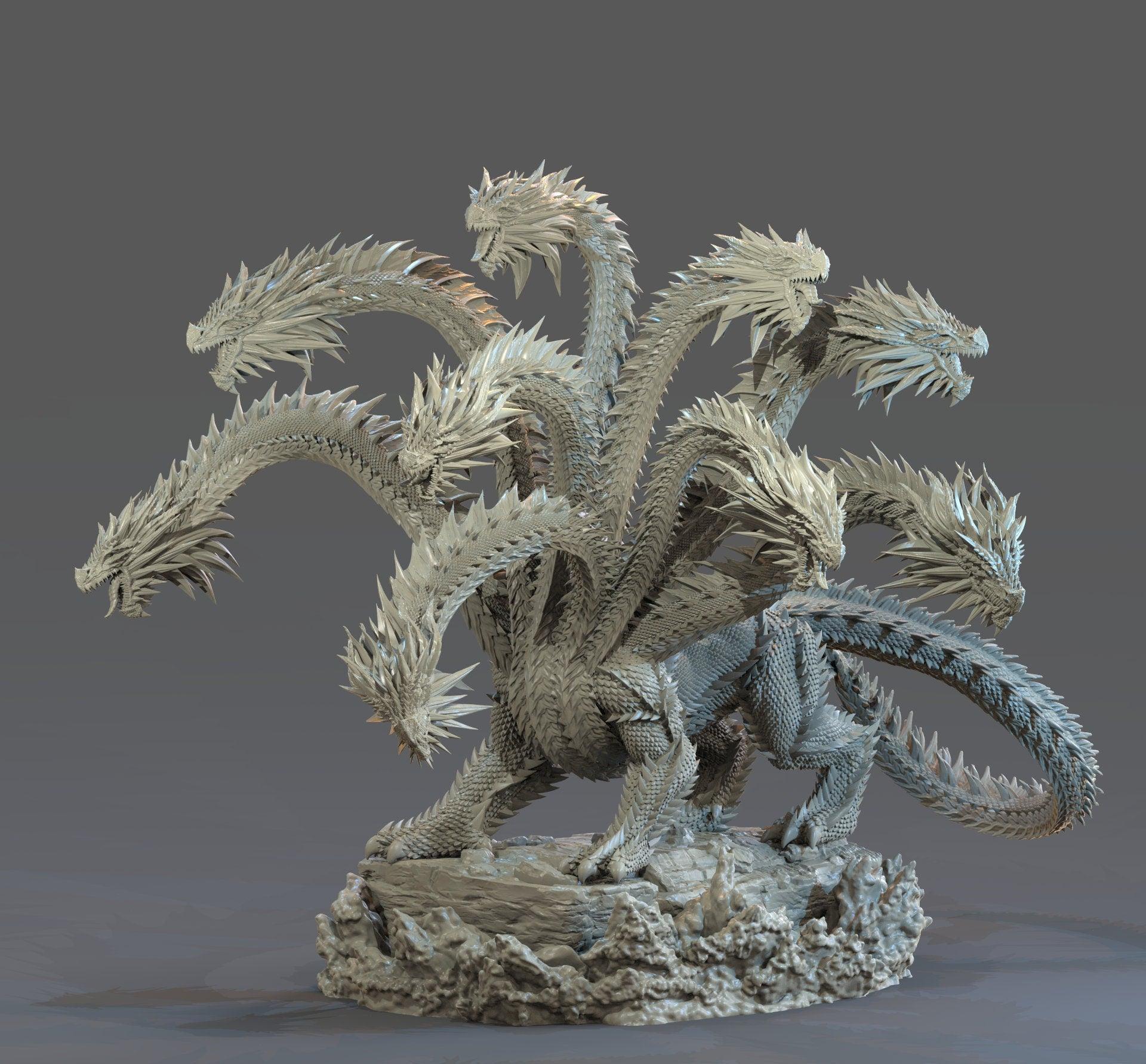 Hydra Monster Miniature | Multi-Headed Serpent for Dungeons and Dragons | 32mm Scale - Plague Miniatures