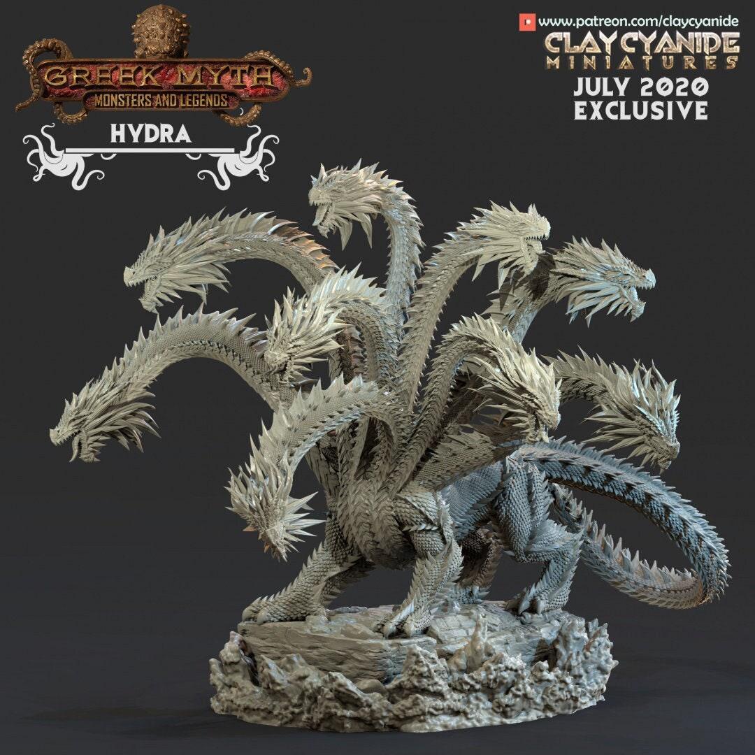Hydra Monster Miniature | Multi-Headed Serpent for Dungeons and Dragons | 32mm Scale - Plague Miniatures
