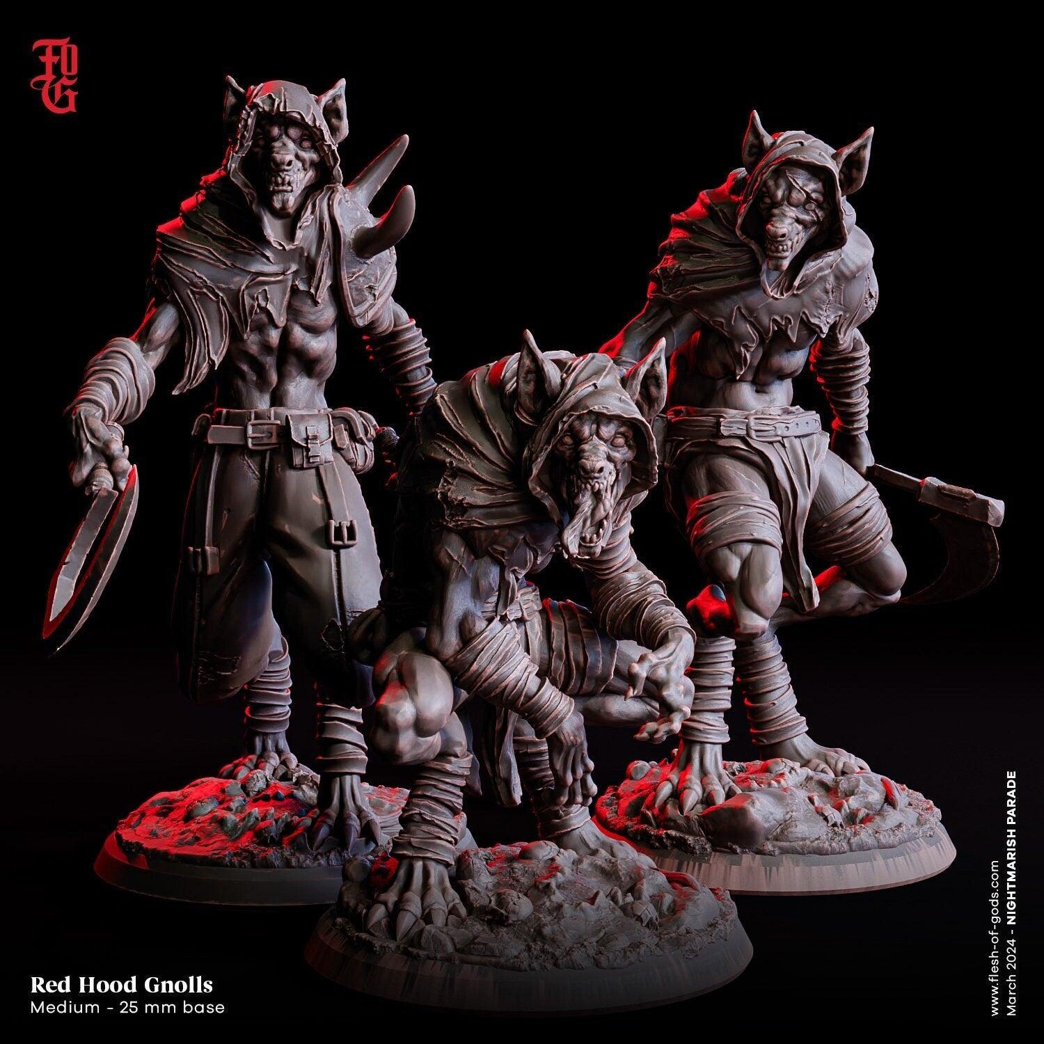 Hyena Monster Miniatures | Red Hood Gnoll Hybrids | 32mm Scale - Plague Miniatures