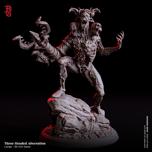 Three-Headed Demon Aberration Miniature | Multifaceted Abyssal Horror | 50mm Base - Plague Miniatures