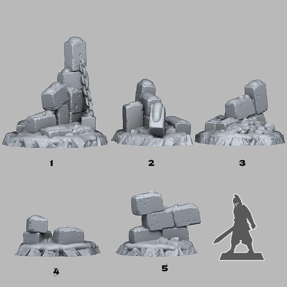 Winter Snow Ruin Miniature Set | Wargaming Terrain - Plague Miniatures