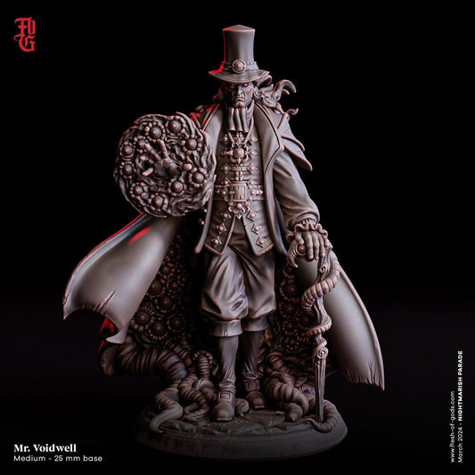 Mr. Voidwell, Carnival Manager Miniature | Human Spellcaster | 32mm Scale and 75mm Scale - Plague Miniatures