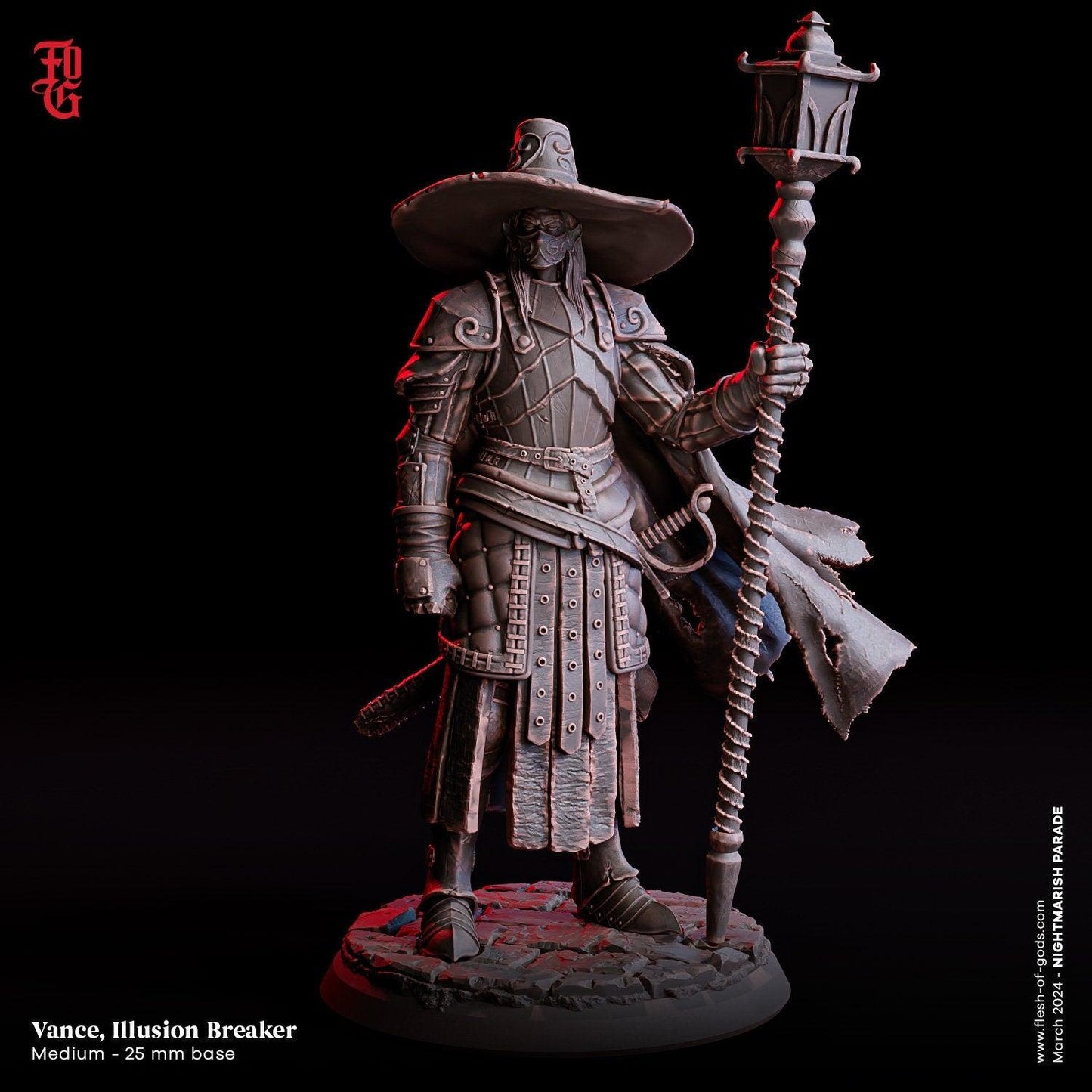 Vance, the Illusion Breaker Miniature | Elf Eldritch Knight | 32mm Scale and 75mm Scale - Plague Miniatures