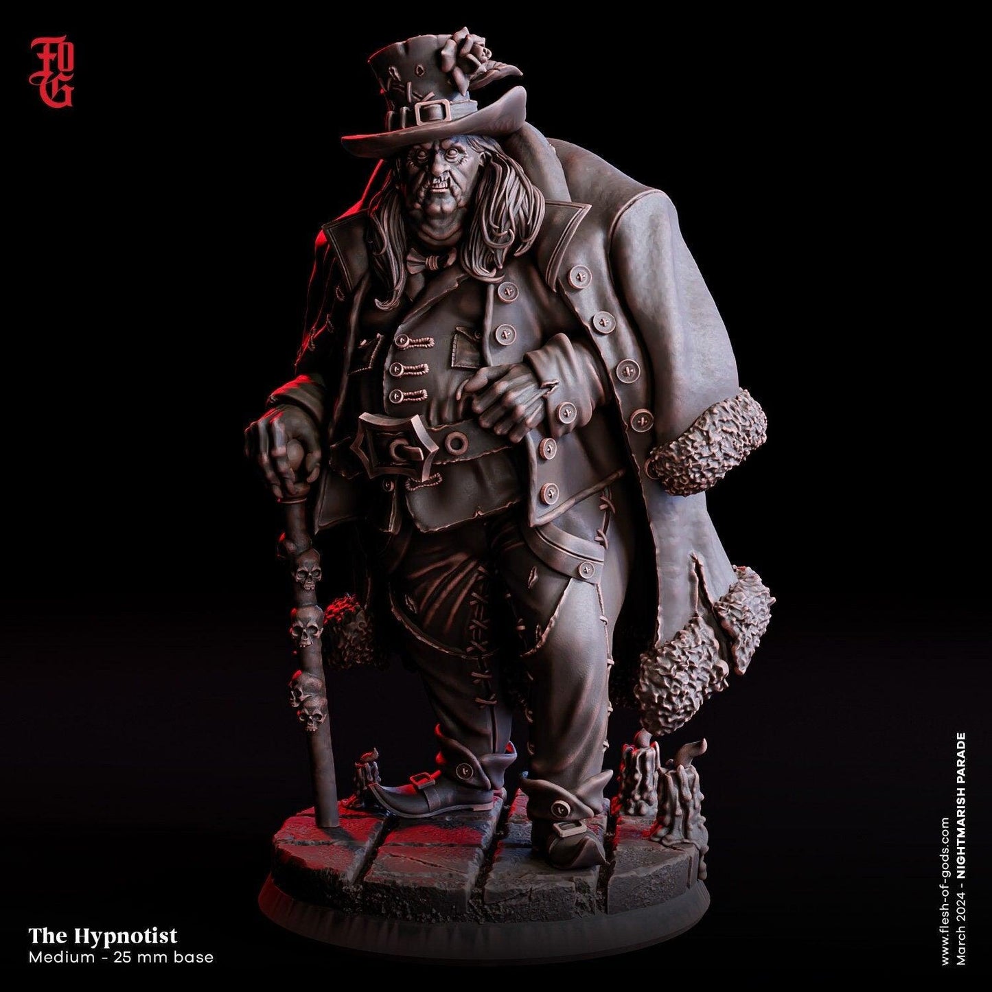 Gerard, the Hypnotist Miniature | Human Carnie for DnD Campaign | 32mm Scale and 75mm Scale - Plague Miniatures