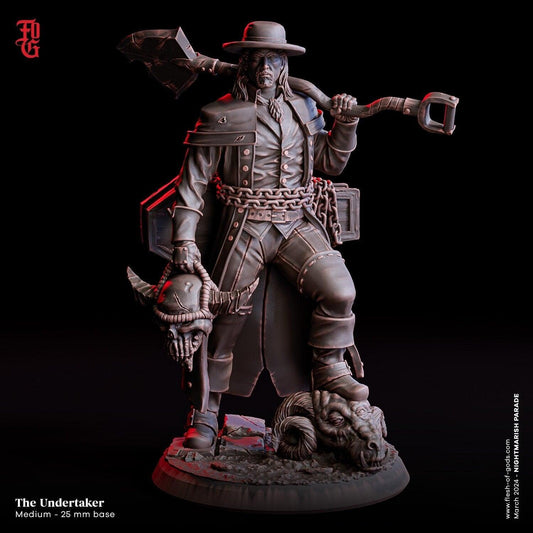 Undertaker Miniature | Human NPC or Monster Gravedigger | 32mm Scale - Plague Miniatures